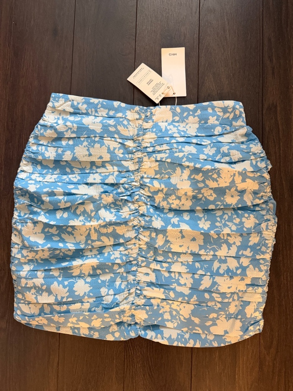 Mango blue and white mini skirt Medium BNWT